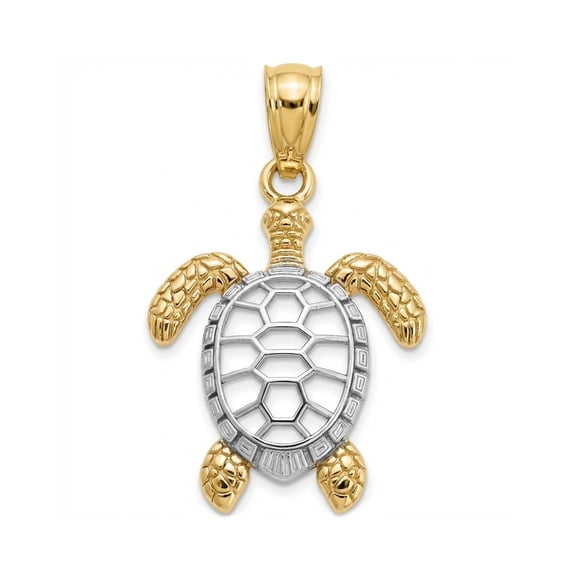 Charm America - Gold Two-tone Turtle Charm, 14 Karat Solid Gold