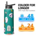 thumbnail image 4 of Halloween Creepy Black Cat Pumpkin 40oz Water Bottle with Flip Straw Lid Skull Witch Ghost Stainless Steel Insulated Mug Holiday Gift for Adults Teens Women Men, 4 of 6