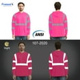 thumbnail image 5 of ProtectX 3-Pack Men's High Visibility Heavy Duty Breathable Long Sleeve Reflective Safety T-Shirts for Work Warehouse Construction, Class 3 Type R, Hoodie Pink 2X Large, 5 of 7