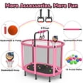 thumbnail image 5 of Toddler Trampoline with Enclosure Net, 60" Kids Trampoline with Basketball Hoop, SHINPT Indoor Trampoline for Kids, Small Trampoline with Ocean Balls, Mini Trampoline with Rings, Gift for Boys Girls, 5 of 12