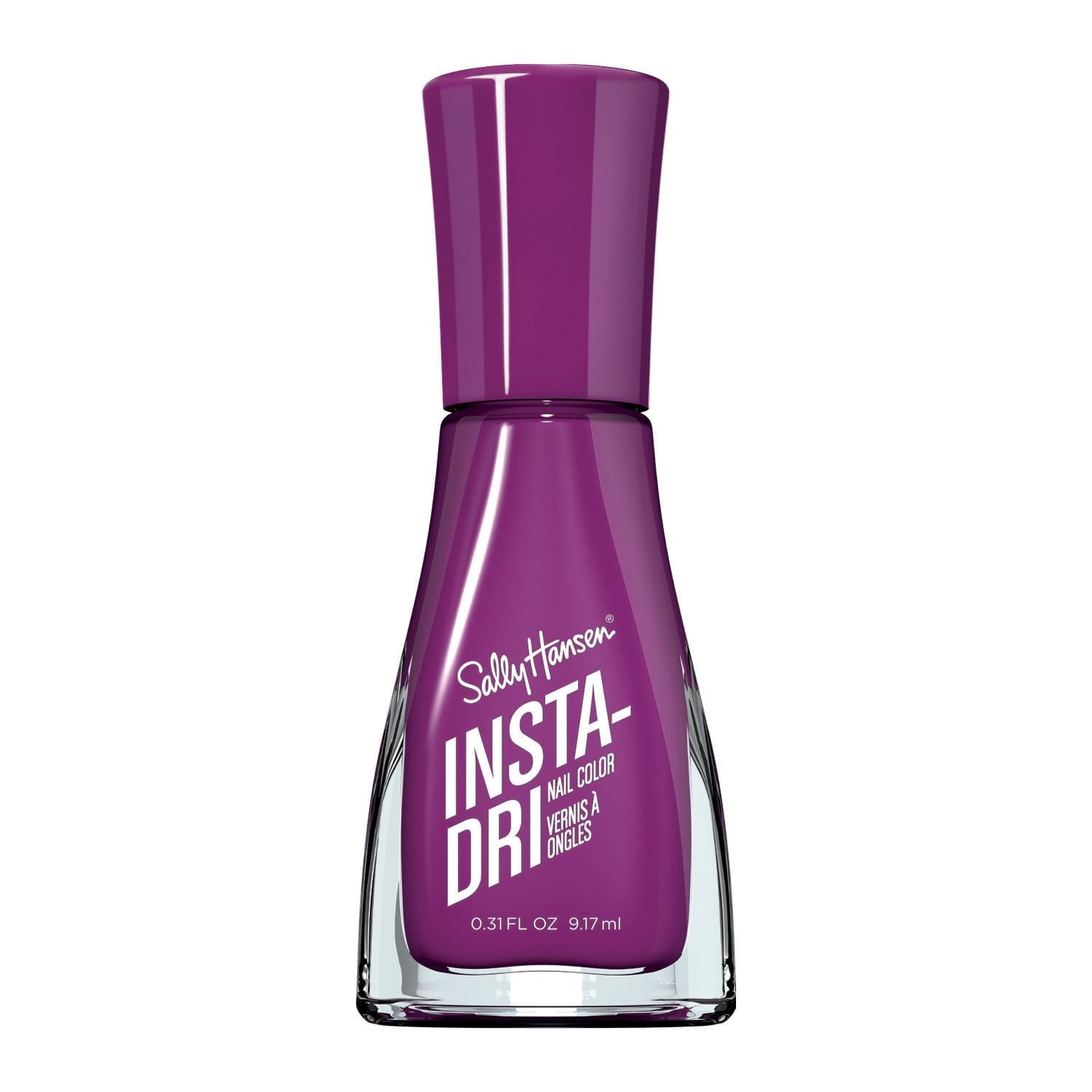 Sally Hansen Insta-Dri Nail Polish, 3-in-1 formula with built-in base and top coat for shiny, extended wear in a single step. Dries in 60 seconds