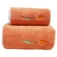thumbnail image 2 of Hewann Flowers Coral Fleece Bath Towels Set Crochet Wrap Luxury Soft Velvet Towel Set for Kids Toddler,Orange,Cloth,35*75Cm+70*140Cm,1Pc,Towel, 2 of 8
