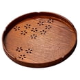 thumbnail image 2 of Tea Tray Cherry Blossom Pattern Wooden Tea Plate Green Tea Baking Serving Plate for Home Tea House Round, 2 of 12