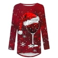thumbnail image 4 of YUGYXL Womens Fall Fashion Long Sleeve Christmas Pullover Tunic Tops Crewneck Sweatshirt Xmas Printed Holiday Oversized Long Shirts Red XXXL, 4 of 5