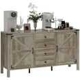 thumbnail image 1 of HOMCOM 59" Farmhouse Sideboard Buffet Cabinet with 2 Barn Doors, Grey, 1 of 10