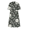thumbnail image 5 of FAVIPT Women's Summer Dress with Pockets Casual Fashion 2025 Maxi Dresses Short Sleeve Round Neck Dress Beautiful Floral Print Long Dresses Dark Gray,XL, 5 of 5