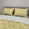 thumbnail image 2 of Autumn Comforter & Sham Bedding Set, Abstract Leaves Inspired Argyle Illustration Geometric Elements Print, 3 pcs Duvet Set Microfiber Filling Quilt, 5 Sizes, Pastel Yellow Multicolor, by Ambesonne, 2 of 4