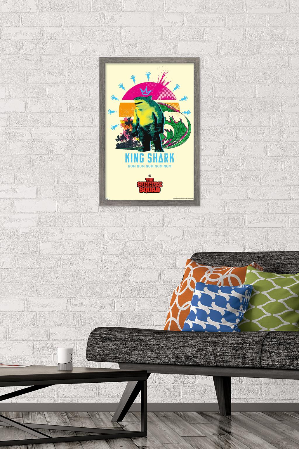 DC Comics Movie The Suicide Squad - King Shark Wall Poster, 14.725" x 22.375", Framed