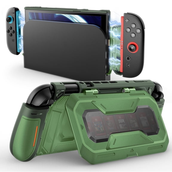 Mumba Dockable for Nintendo Switch 2 Case with Flip Stand, Ergonomic Switch 2 Grip Protective Cover Holds 5 Game Cards & 2 TF Cards TPU Accessories and Quick-Release Joy-Con Design (Urban)