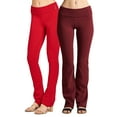 thumbnail image 1 of Women & Juniors Active Workout Fitness Stretch Comfy Lounge Flare Fit Yoga Pants (2PK: DEEP WINE/RED, S), 1 of 1