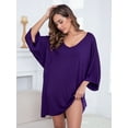 thumbnail image 3 of FEREMO Nightgowns for Women Deep V Neck Sleepwear Oversized Half Sleeve Maternity Night Shirts, 3 of 5