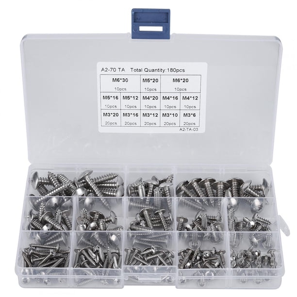 Tornillo de cabeza plana Jadeshay 180 piezas M3 M4 M5 Kit de tornillos Acero inoxidable
