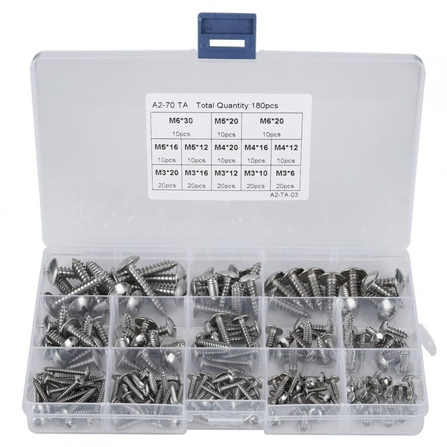 Oubit Self Tapping Screws,180Pcs M3 M4 M5 Hardware Accessory Stainless Steel Screws Time-Tested Durability