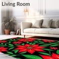thumbnail image 2 of ODIKA 2'x3' Machine Washable Non-Slip Area Rug, Elegant Poinsettia Blossom Entrance Welcome Station High Traffic Rug with Pad, Red, 731641, 2 of 8