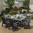 thumbnail image 6 of WestinTrends Malibu Outdoor Dining Table for 6, All Weather Poly Lumber Adirondack 71" Trestle Long Dining Table with Umbrella Hole, Gray, 6 of 7