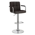 thumbnail image 1 of Bowery Hill 43"H Contemporary Faux Leather Tufted Adjustable Bar Stool in Brown, 1 of 2