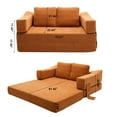 thumbnail image 7 of VLDTDRDI 1000LBS 70"W Convertible Sofa Bed,Pull Out Loveseat Sleeper Sofa,Queen Size Chenille Sleeper Loveseat with 2 Throw Pillows,Fold Out Floor Couch for Living Room,Orange, 7 of 7