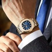 Poedagar luxury man wristwatch business stainless steel quartz men watch waterproof luminous date Square men's watches clock box