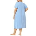 thumbnail image 4 of Agnes Orinda Women's Plus Size Nightgowns Crew Neck Short Sleeves Sleep Dress Cats Print Pajamas Lounge Home with Pocket 1X Light Blue, 4 of 9