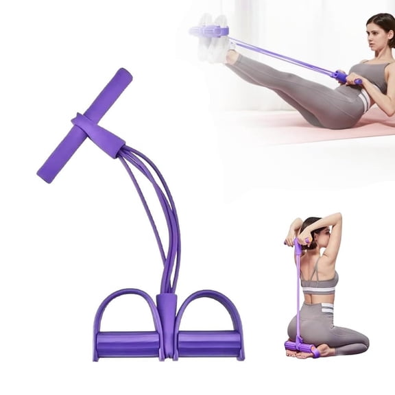 UHIAGREE Pedal Resistance Bands with Handles,4 Tube Pedal Ankle Puller,Multifunction Tension Rope