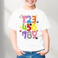 thumbnail image 2 of WAYUTE Girls Short Sleeve T Shirt Top with Number Print for Kids Playful Graphic Tee Soft Lightweight Summer Daily Wear, 2 of 4