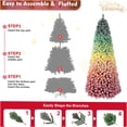 thumbnail image 4 of JERFIT 6ft Rainbow Flocked Artificial Christmas Tree with 1326 Tips, Snow-Covered PVC Branches, Hinged Construction & Metal Stand for Vibrant Holiday Decor, 4 of 9