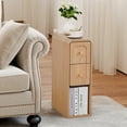 thumbnail image 3 of Wirrytor Mid-Century Modern Narrow Nightstand Set of 2 for Bedroom, Slim Bedside Table and Side End Table with 2 Drawers, Natural Oak, 3 of 13