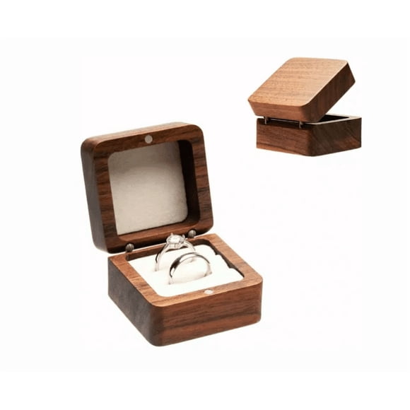 Caja De Madera Xtellar Nogal Para Dos Anillos