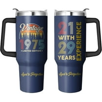 50th Birthday Tumbler with Handle & Straw, 40 Oz Stainless Steel 50th Birthday Cups Mens 50 th Birthday Gift Ideas Him, 50 Year Old Gifts for Men, 1975 Cool Gifts for 50 Year Old Man