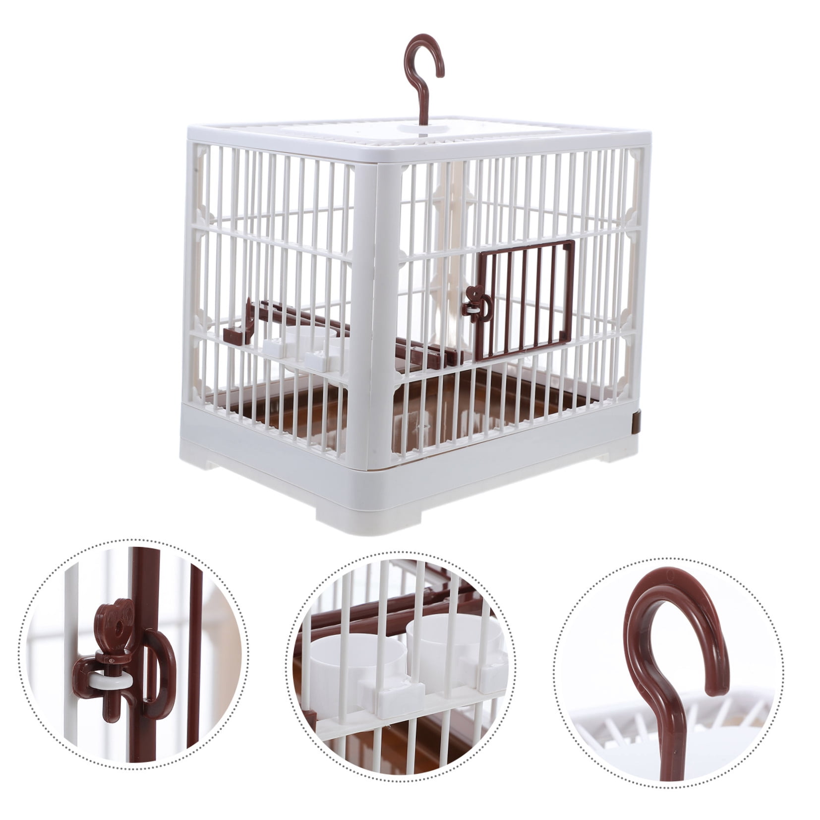 OUNONA Portable Coffee ABS Bird Travel Cage with Handle for Versatile and Durable Use