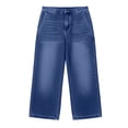 thumbnail image 2 of Women's Casual Jean Capris - Ladies Cropped Denim Pants with Pockets for Office Work Travel Vacation Lightweight All Match Straight Leg Denim Short Trousers Dark Blue L, 2 of 7