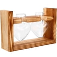 thumbnail image 1 of 1 Set Heart Shape Plants Terrarium Vase with Wooden Stand Transparent Glass Planter, 1 of 9