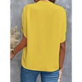 thumbnail image 4 of Clearance! Delayuji Women Shirts Summer Chiffon Blouses Blouse Tops V Neck Ruffle Short Tunic Tops for T Shirt Women Shirts Dressy Casual Yellow M, 4 of 5