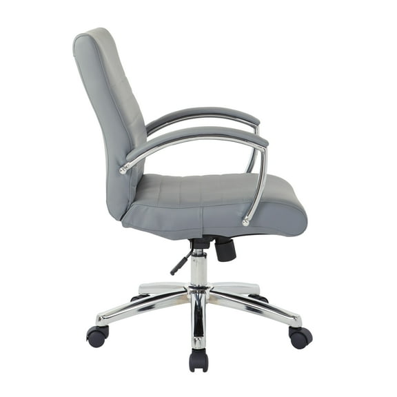 Executive Low Back Chair in Charcoal Faux Leather with Chrome Arms and Base K/D