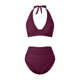 thumbnail image 4 of Gibobby Conjunto de bikini para mujer Bikini de cintura alta para mujer, bañadores sexys de dos piezas con realce, traje de baño Vintage, conjunto de Bik(Vino,G), 4 of 5