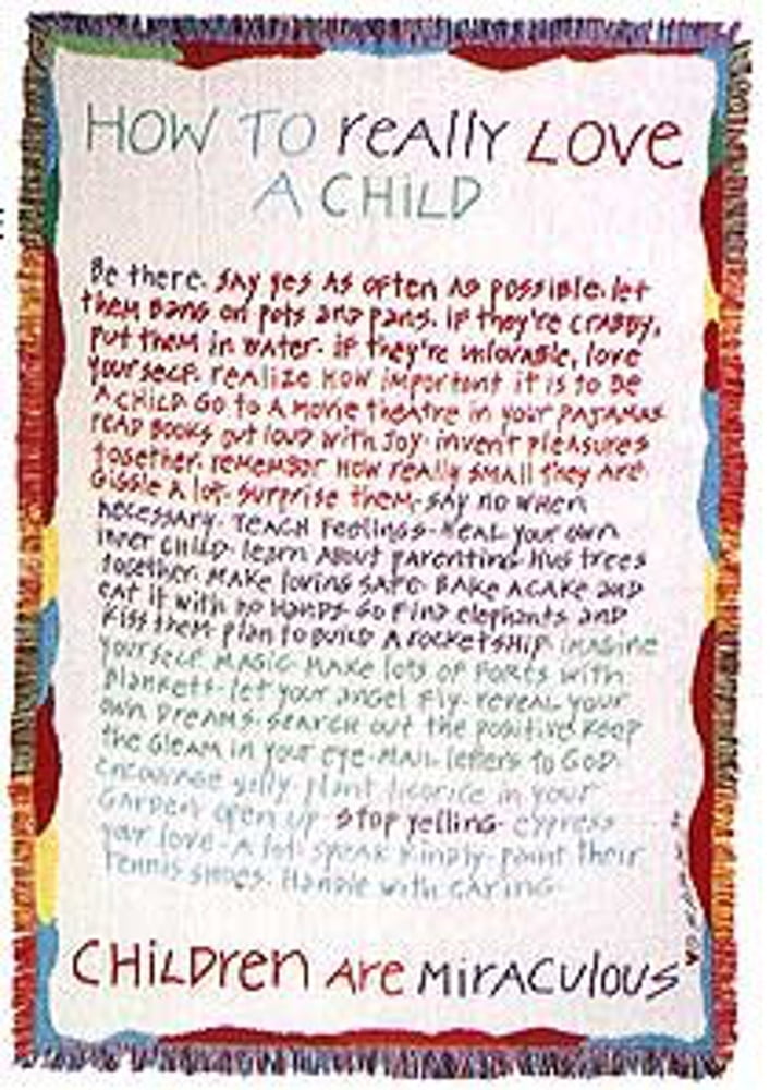 Sark How to Really Love a Child Verse Cotton Throw Blanket Afghan