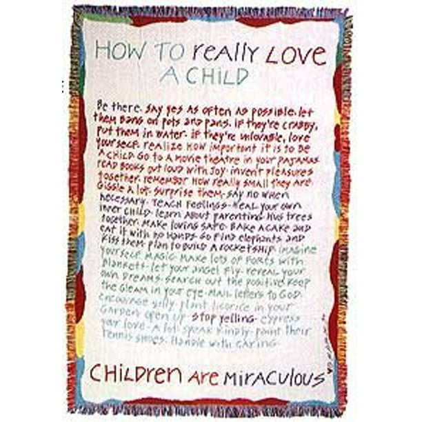 Sark How to Really Love a Child Verse Cotton Throw Blanket Afghan