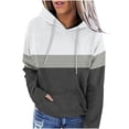 thumbnail image 3 of Jinhomg Fall Winter Casual Sweatshirts for Women 2024 Fashion Color Block Hoodies Casual Cozy Long Sleeve Kangaroo Pocket Sweatshirt with Drawstring 90% off Clearance Sale Black XL, 3 of 6