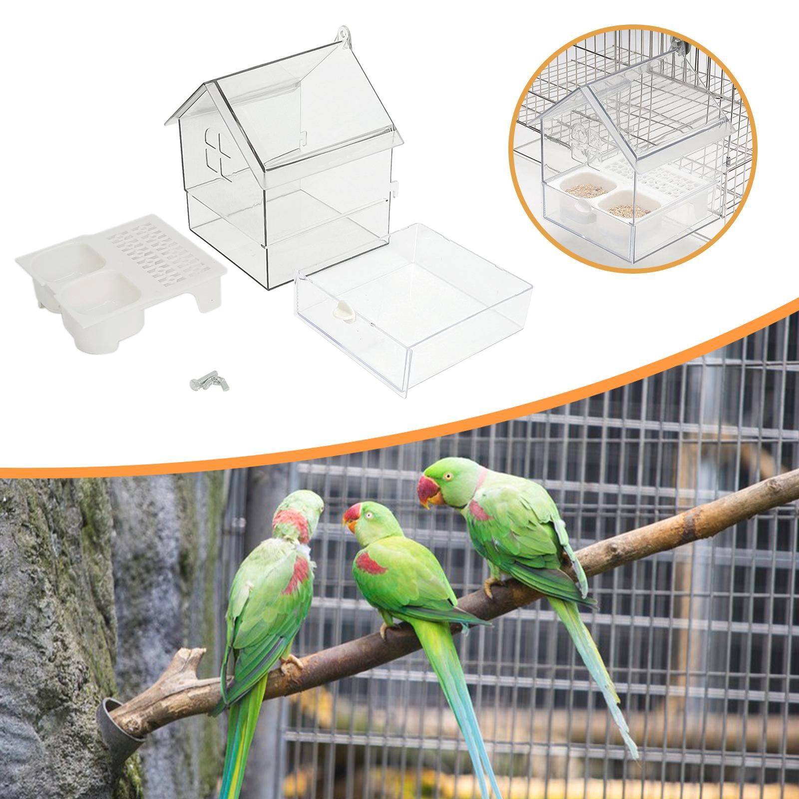 Bvdfgk Bird Cage Feeder with Drawer Hanging Bird Bath for Parrot Parakeets Lovebird