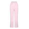 thumbnail image 4 of Women's Silk Satin Pajama Pants Loose Fit Lounge Wide Leg Elastic Waist Comfy Sleepwear Drawstring with Pockets Pink, 4 of 8