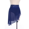 thumbnail image 4 of Sholeno Women's Shiny Rhinestone Lyrical Dance Skirt High Low Hem Mesh Flowy Dancing Skirt Navy Blue XXL, 4 of 7
