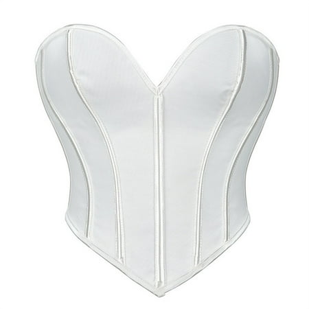 CHCNHAC Corset Lingerie for Women Floral Trim Corset Lingerie Cute Flattering Lace Up Strapless Shapewear Plus Size Boned Steampunk Costume White S