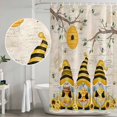 thumbnail image 4 of Yellow Bees Gnomes Shower Curtain, Waterproof Shower Curtains for Bathroom, Spring Floral Branches Pastoral Washable Fabric Bathtub Curtain Set Bath Decor with 12 Hooks 72"x78", 4 of 6