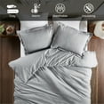 thumbnail image 6 of BNM Melange Soft Flannel Cotton Duvet Set, King/ California King, Gray, 6 of 9