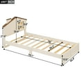 thumbnail image 3 of Twin Size Platform Bed with House-Shaped Headboard & Built-in LED Light, Wood Twin Bed Frame for Boys Girls, No Box Spring Needed, Milk White, 3 of 7