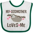 thumbnail image 3 of Inktastic My Godmother Loves Me Girls Sloth Girls Baby Bib, 3 of 4