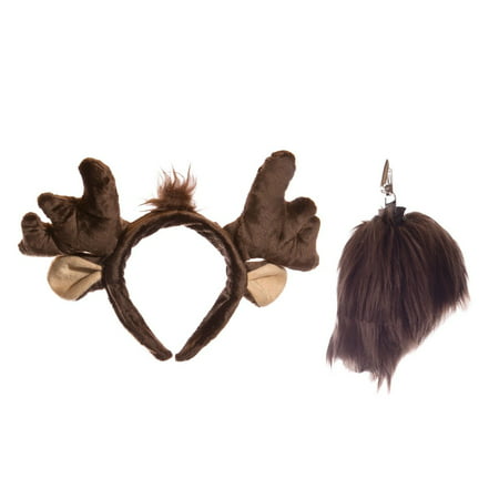 Wildlife Tree Plush Moose Ears Headband and Tail Set Moose Costume, Cosplay, Pretend Animal Play or Forest Animal