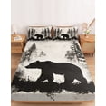 thumbnail image 2 of Twin Sze Fitted Sheet Set - Black Bear 2 Piece Bedding Sets 16" Deep Pocket Fitted Sheet with 1 Pillowcase, Vintage Rustic Wildlife Forest Woodland Brushed Microfiber Hotel Luxury Bed Sheets, 2 of 9