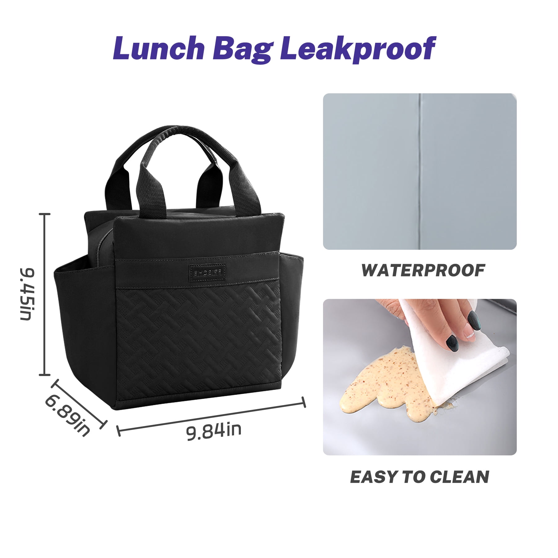 stillithou Lunch Bag Insulated Leakproof, Lunch Bag Women Lightweight Waterproof for Work Travel Beach Picnic, Medium(Normal), Black