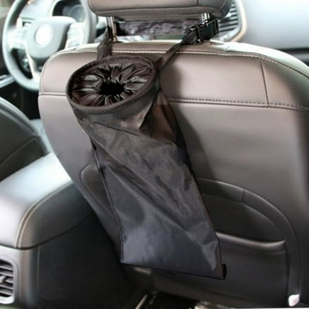 Multitrust 1PC Universal Car Vehicle Back Seat Back Trash Holder Black Cylinder Can Bins